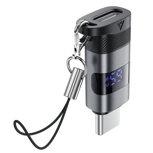 Adaptor Date si Incarcare USB-C - USB-C Acefast J9 Display, Gri