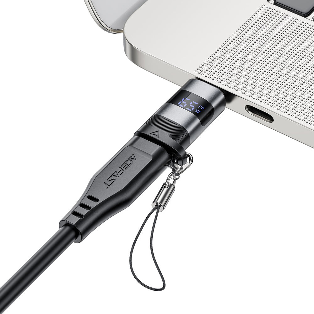 Adaptor Date si Incarcare USB-C - USB-C Acefast J9 Display, Gri