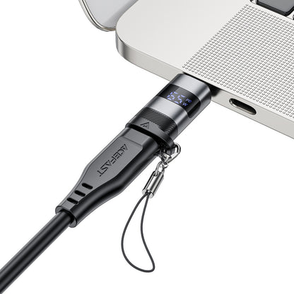 Adaptor Date si Incarcare USB-C - USB-C Acefast J9 Display, Gri