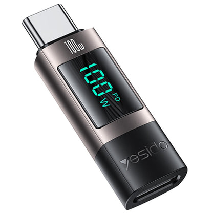 Adaptor Date si Incarcare USB-C - USB-C Yesido GS24 Display, Gri
