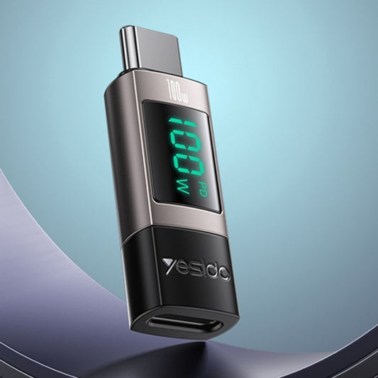 Adaptor Date si Incarcare USB-C - USB-C Yesido GS24 Display, Gri