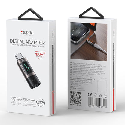 Adaptor Date si Incarcare USB-C - USB-C Yesido GS24 Display, Gri