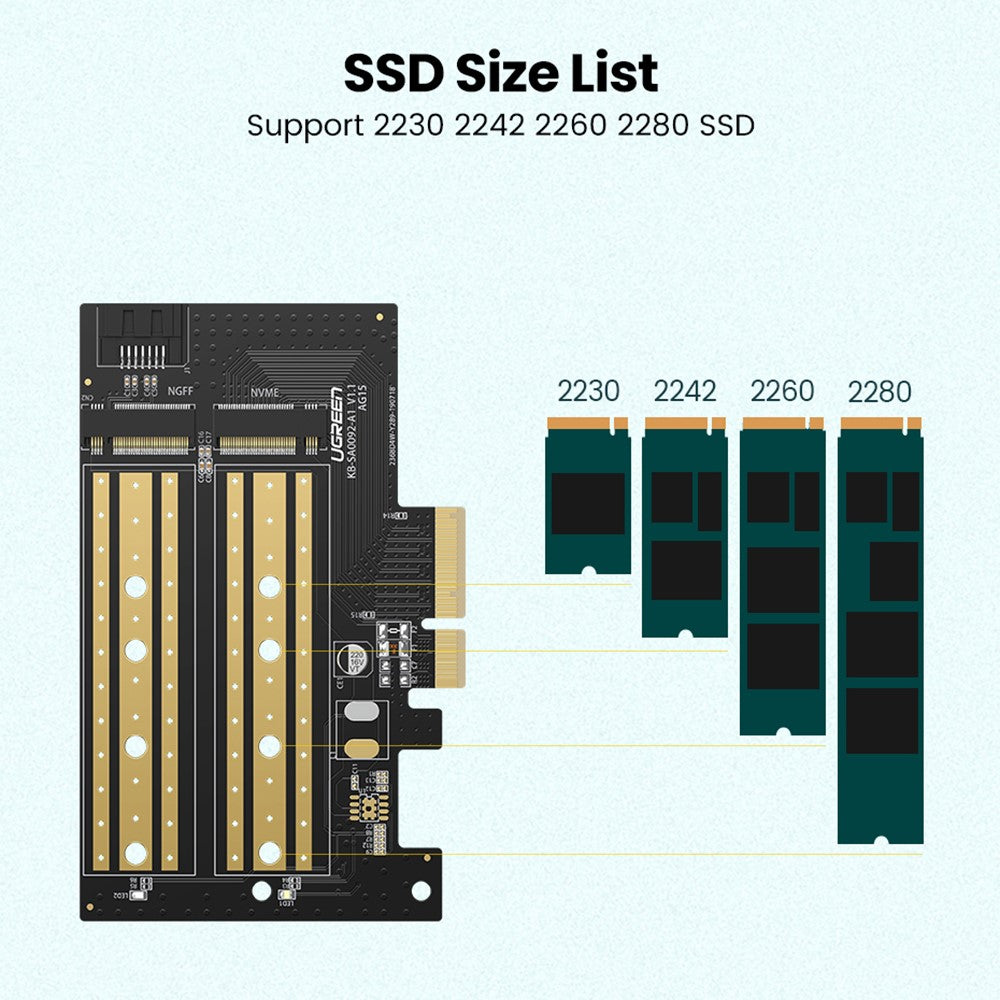 Adaptor Interfata SSD UGREEN CM302 (70504), NVMe M.2 / SATA - PCIe 3.0 X4