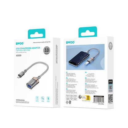 Adaptor OTG Lightning - USB-A BWOO BZ70, Gri