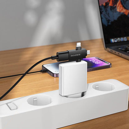 Adaptor OTG Lightning / microUSB / USB-C - USB-A Borofone BV26D, Negru