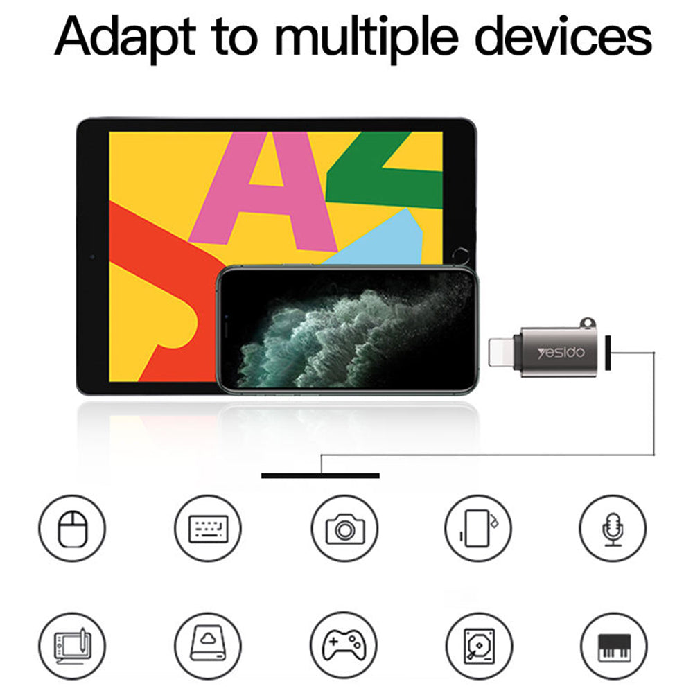 Adaptor OTG Lightning - USB-A Yesido GS14, Negru