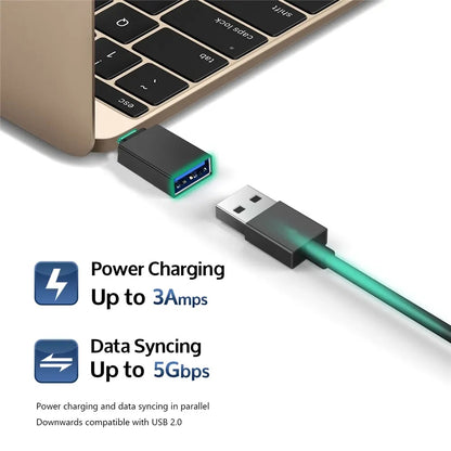 Adaptor OTG microUSB / USB-C - USB-A Techsuit A13 DuoVoltX, Gri, Set 2 bucati