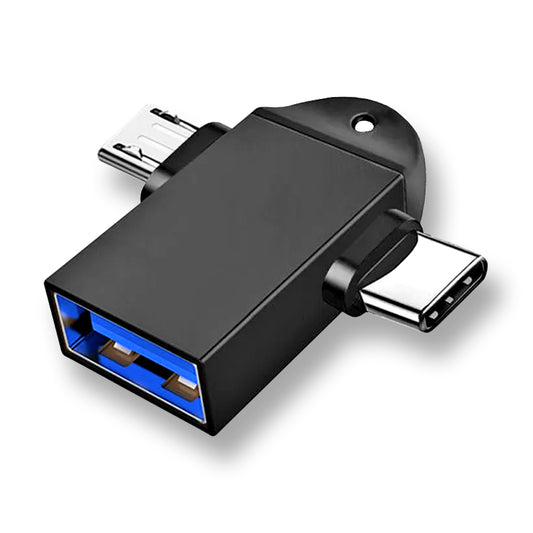 Adaptor OTG microUSB / USB-C - USB-A Techsuit A16 TwoVoltX, Negru