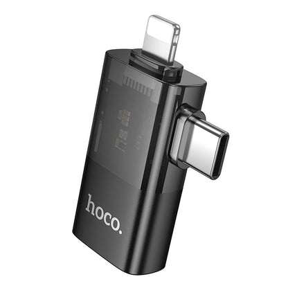 Adaptor OTG Lightning / USB-C - USB-A HOCO UA36E, Negru