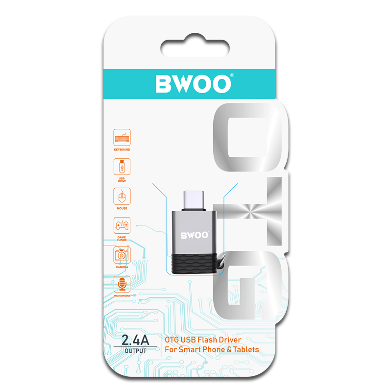 Adaptor OTG USB-A - USB-C BWOO BZ-35, Gri