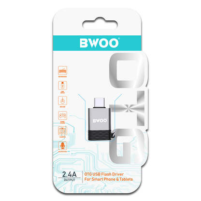 Adaptor OTG USB-A - USB-C BWOO BZ-35, Gri