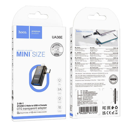 Adaptor OTG Lightning / USB-C - USB-A HOCO UA36E, Negru