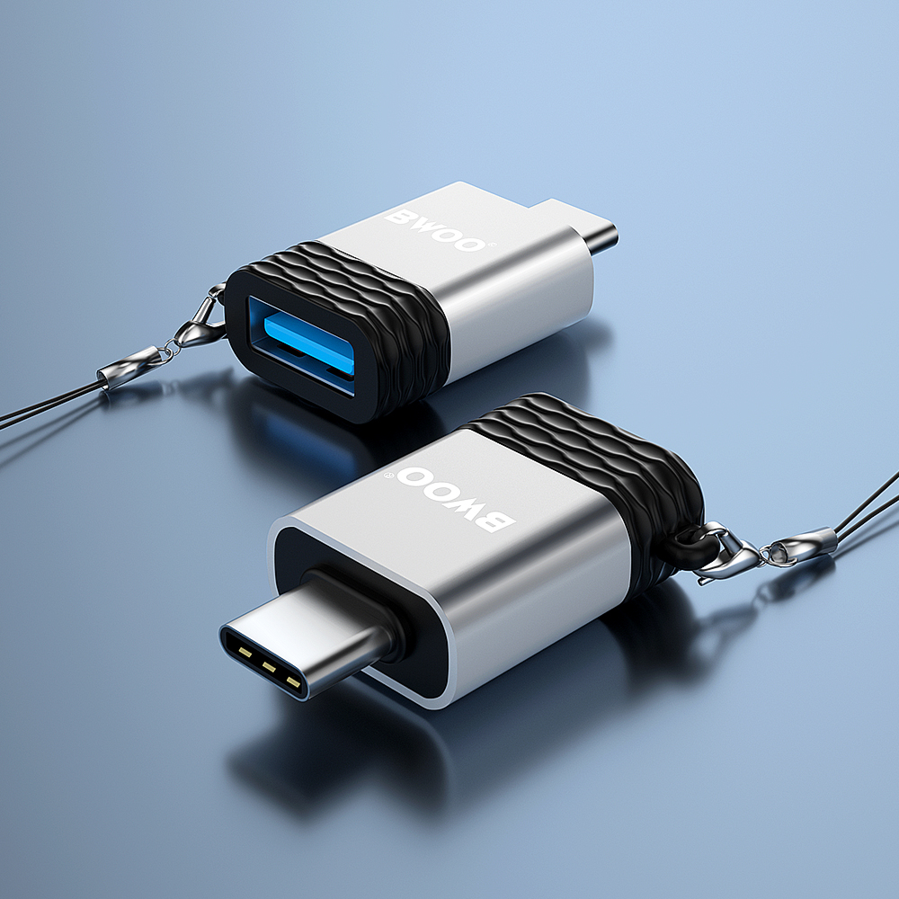 Adaptor OTG USB-A - USB-C BWOO BZ-35, Gri