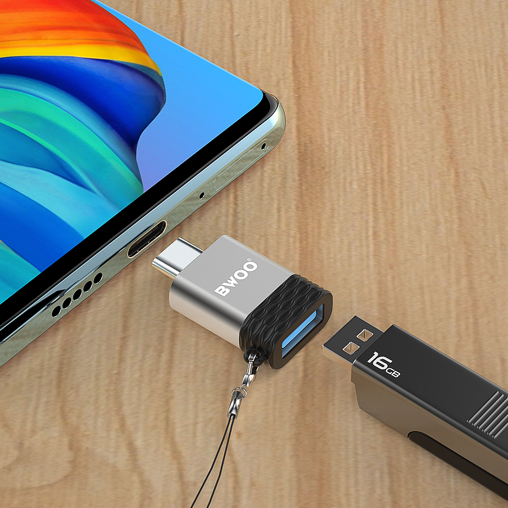 Adaptor OTG USB-A - USB-C BWOO BZ-35, Gri