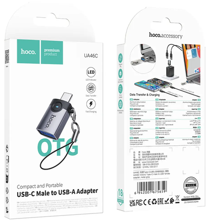 Adaptor OTG USB-C - USB-A HOCO UA46C, Gri