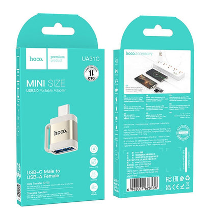 Adaptor OTG USB-C - USB-A HOCO UA31C, Gri