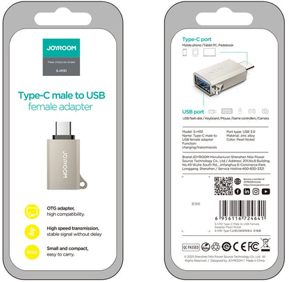 Adaptor OTG USB-C - USB-A Joyroom S-H151, Argintiu
