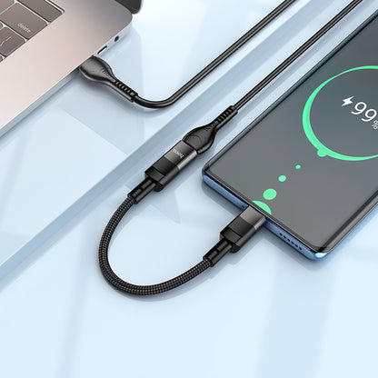 HOCO U107 Adapter do ładowania i transmisji danych Lightning - USB-C HOCO U107, 0,1 m, czarny 