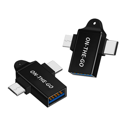 Adaptor OTG microUSB / USB-C - USB-A Techsuit A15 AluCoreX, Negru