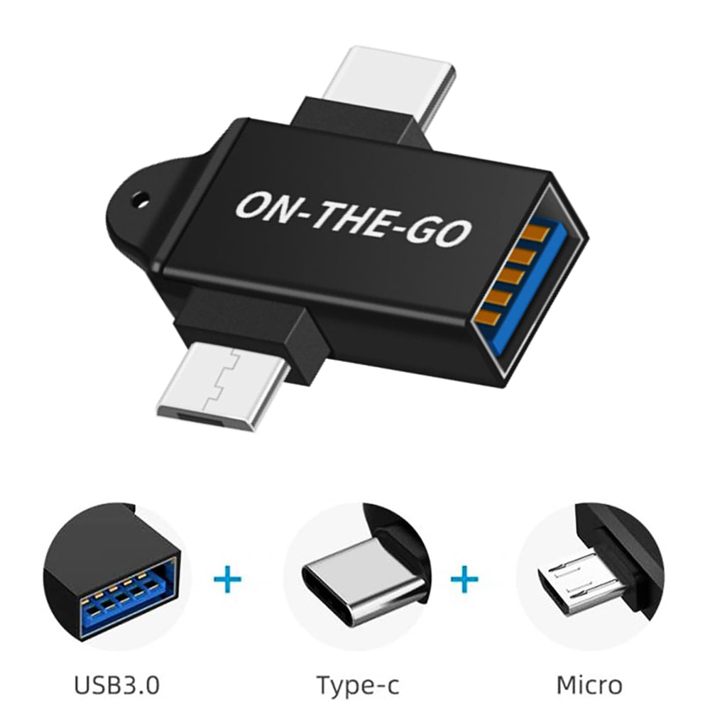 Adaptor OTG microUSB / USB-C - USB-A Techsuit A15 AluCoreX, Negru