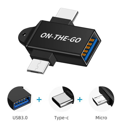 Adaptor OTG microUSB / USB-C - USB-A Techsuit A15 AluCoreX, Negru