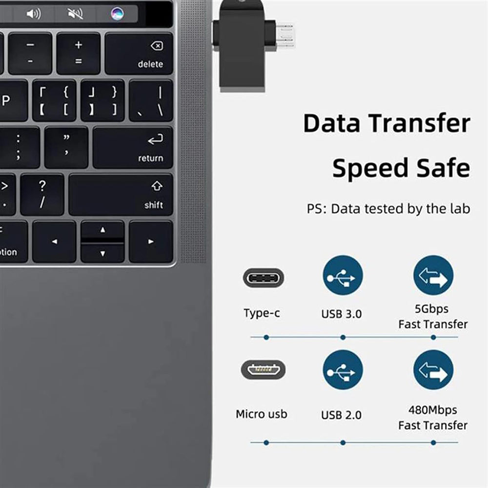 Adaptor OTG microUSB / USB-C - USB-A Techsuit A15 AluCoreX, Negru