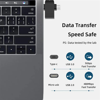 Adaptor OTG microUSB / USB-C - USB-A Techsuit A15 AluCoreX, Negru