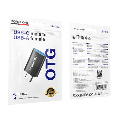 Adaptor OTG USB-C - USB-A Borofone BV26C, Negru