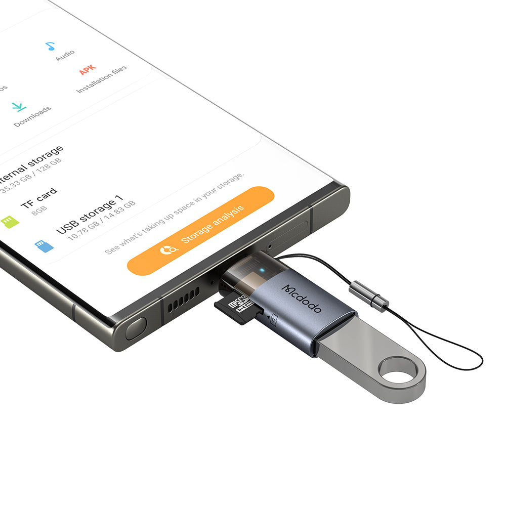 Cititor Card USB-C McDodo OT-7600, USB-A (OTG) - microSD, Negru