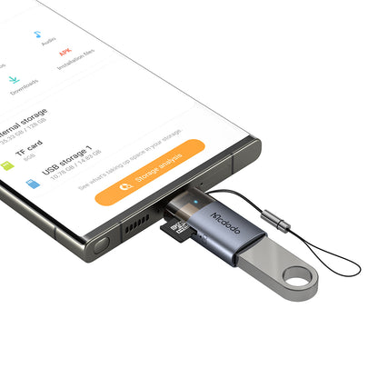 Cititor Card USB-C McDodo OT-7600, USB-A (OTG) - microSD, Negru