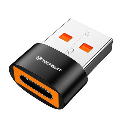 Adaptor Date si Incarcare USB-C - USB-A Techsuit A4 HyperPort, Negru Portocaliu