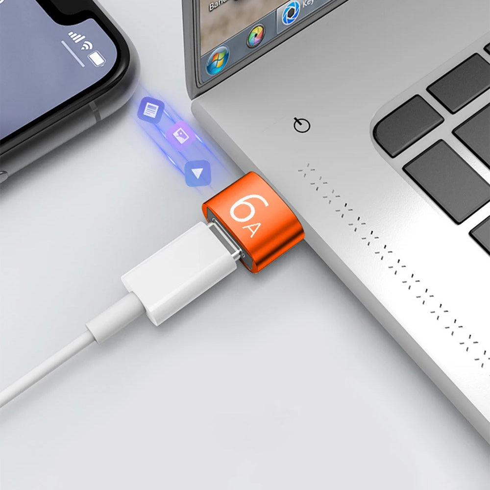 Adaptor Date si Incarcare USB-C - USB-A Techsuit A4 HyperPort, Negru Portocaliu