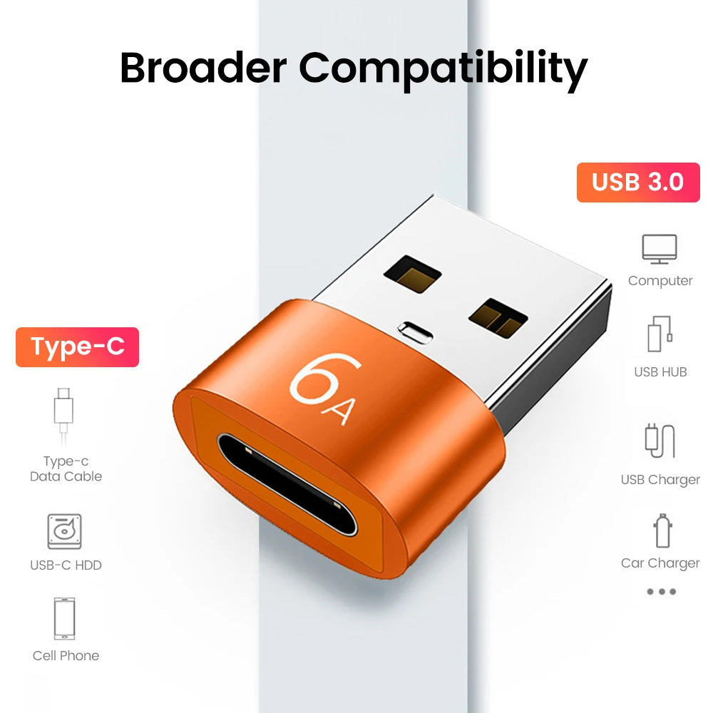 Adaptor Date si Incarcare USB-C - USB-A Techsuit A4 HyperPort, Negru Portocaliu