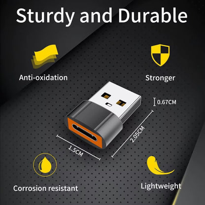 Adaptor Date si Incarcare USB-C - USB-A Techsuit A4 HyperPort, Negru Portocaliu