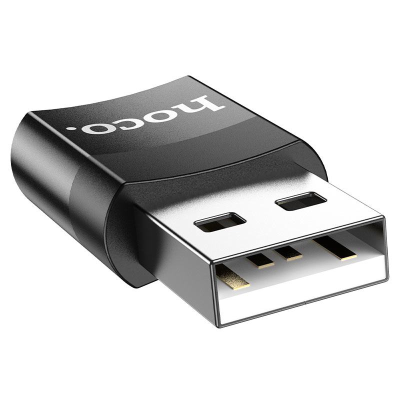 Adapter do ładowania i transmisji danych USB-C - USB-A HOCO UA17, czarny