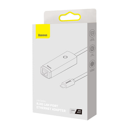 Adaptor Retea Baseus Lite, USB-C - RJ45, Negru WKQX000301