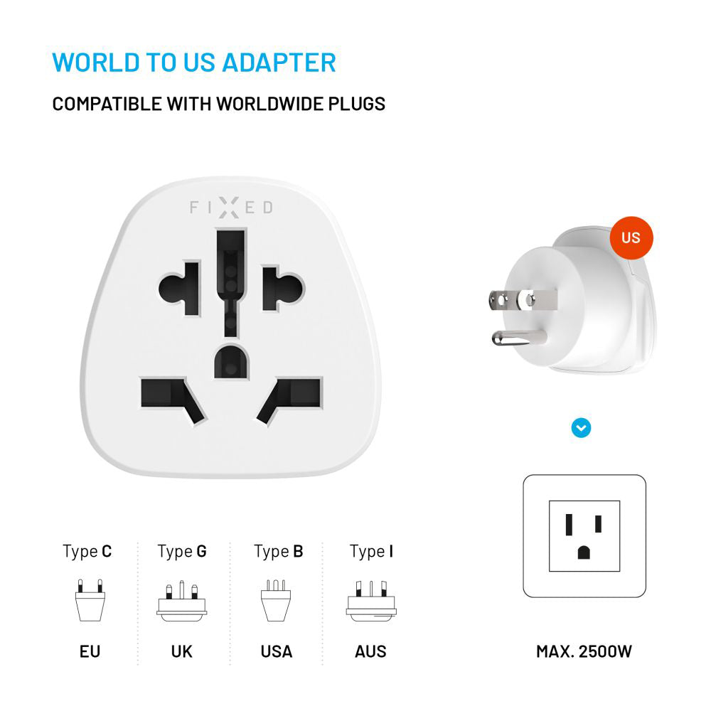 Adaptor Retea Fixed EU / UK / USA - US, Alb