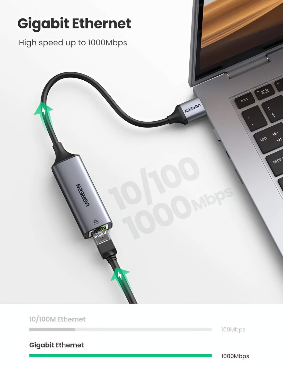 Placa Retea UGREEN CM209, RJ45, USB, Gri