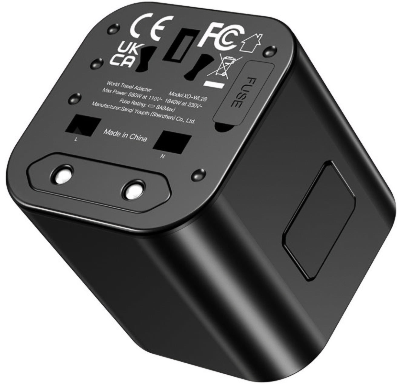 Adaptor Retea XO Design WL28 Travel US / UK / AU / CN / EU, Negru