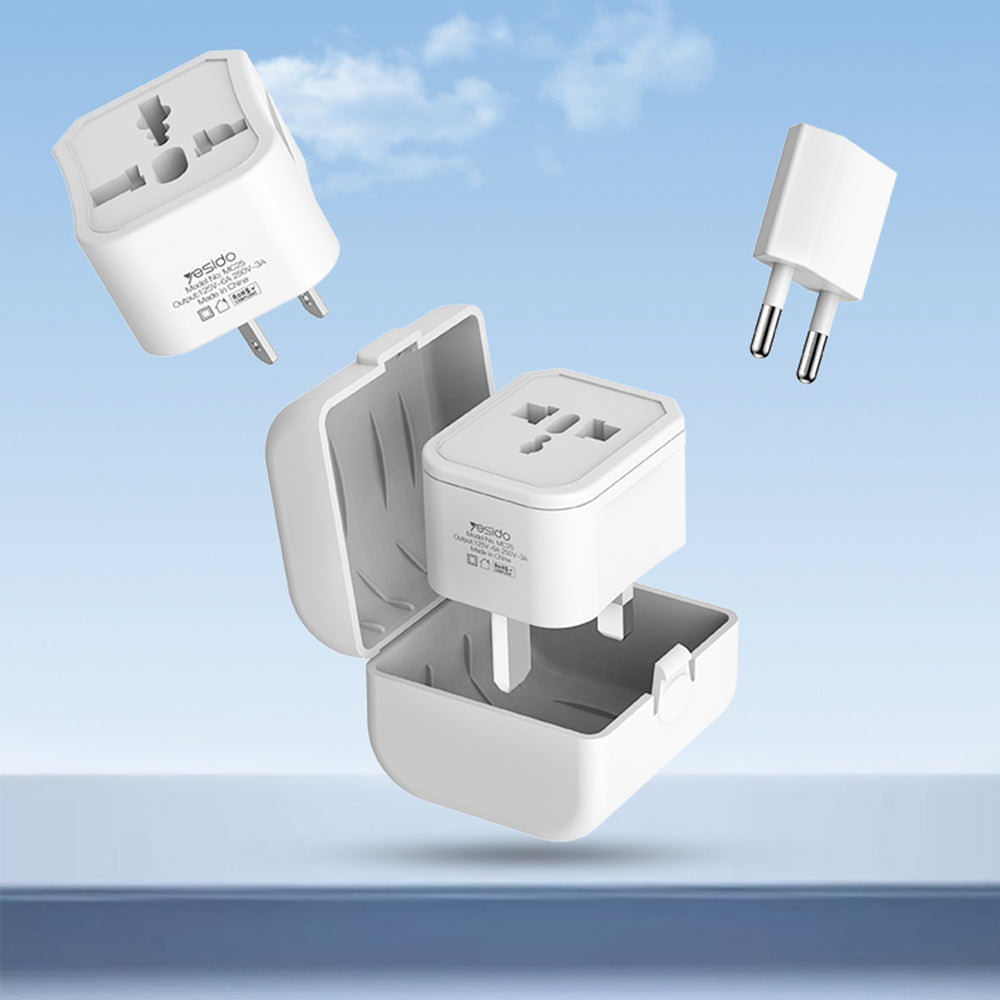 Adaptor Retea Yesido MC25 Travel CN/ US / EU / UK, Alb