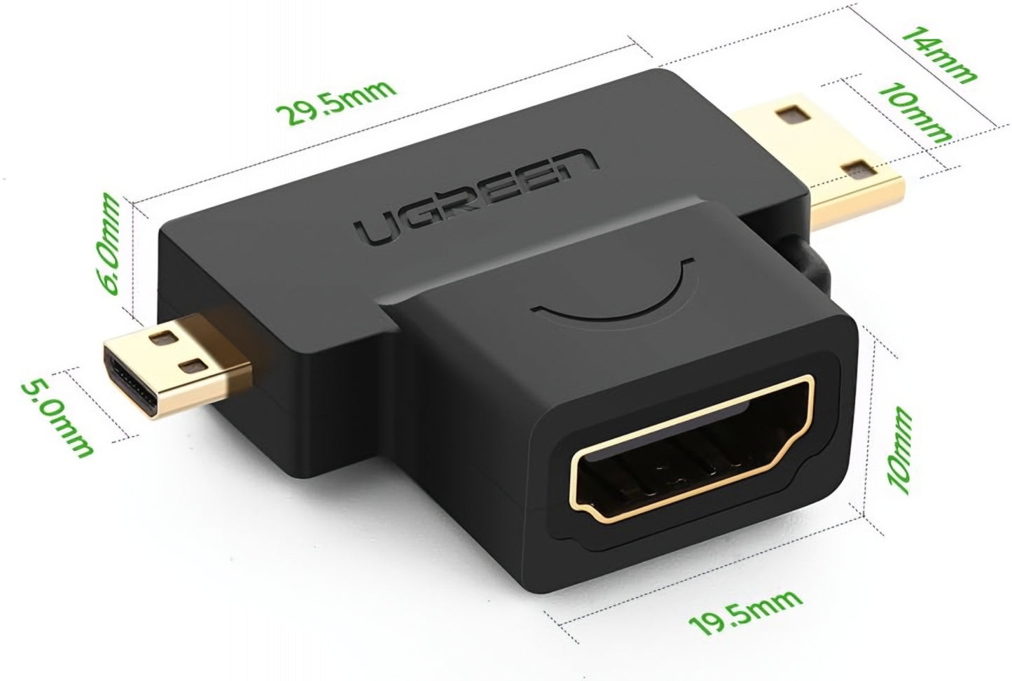 Adaptor Video UGREEN HD129, miniHDMI / microHDMI - HDMI, 1080P, Negru