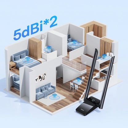 Adapter bezprzewodowy Baseus FastJoy, dwuzakresowy, Wi-Fi 6, 1300 Mb/s, czarny B01317600111-05 