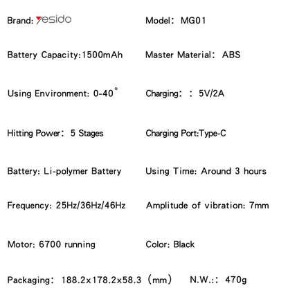 Aparat Masaj Yesido MG01, Negru