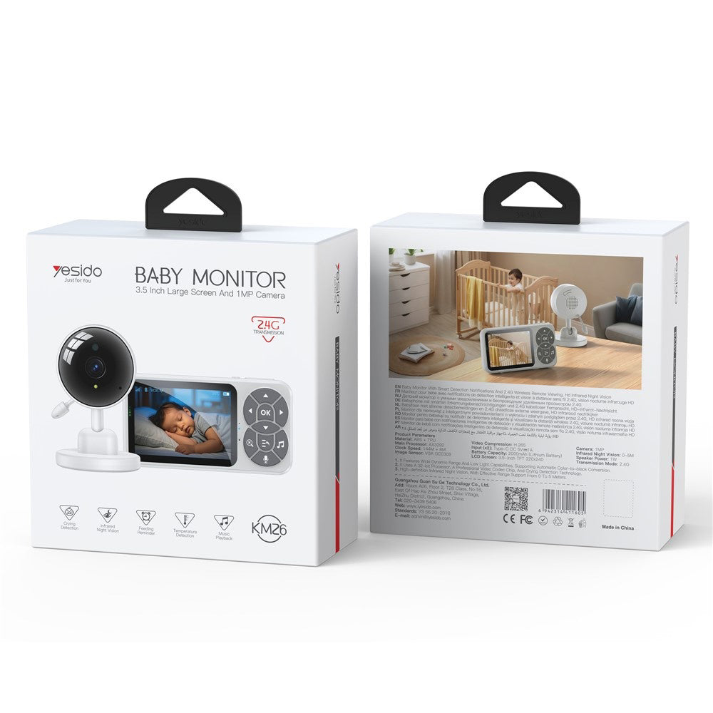 Baby Monitor Yesido KM26, Wi-Fi, Alb