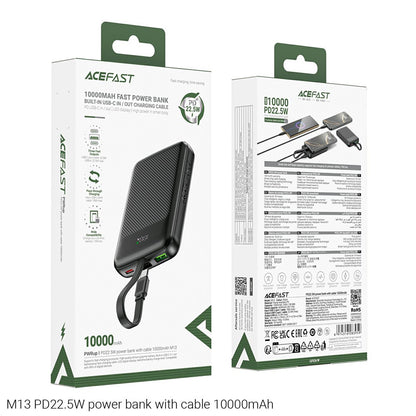 Baterie Externa Acefast M13, 10000mAh, 22.5W, QC + PD, 1 x USB-A - 2 x USB-C, Neagra
