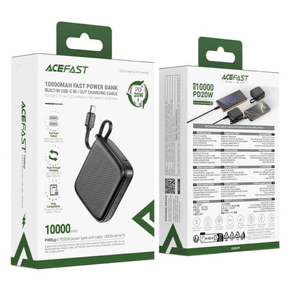 Baterie Externa Acefast M15, 10000mAh, 20W, PD, 2 x USB-C, Neagra