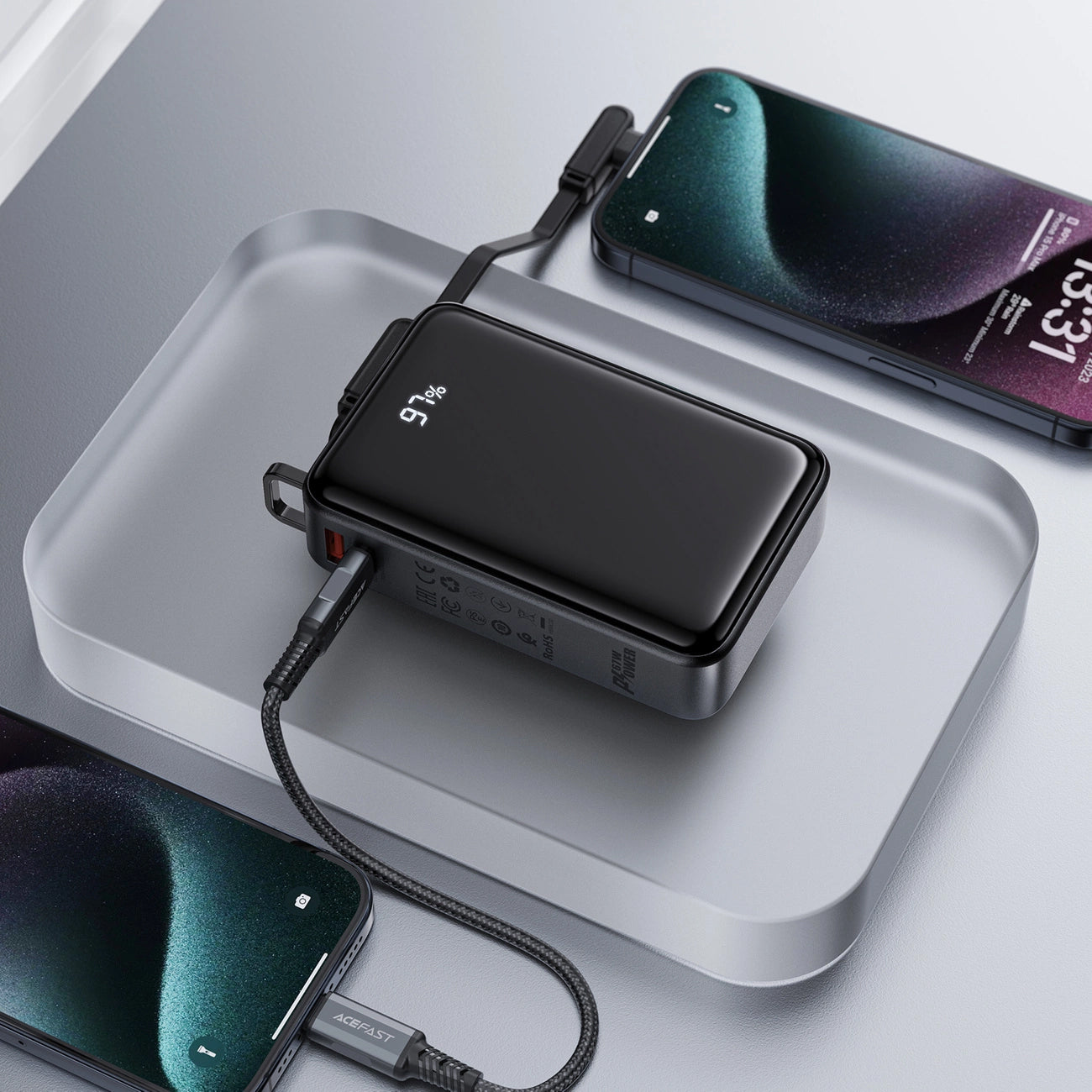 Baterie Externa  Acefast M4, 20000mAh, 67W, PD, 1 x USB-A - 2 x USB-C, Neagra