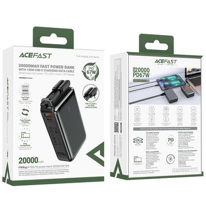 Baterie Externa  Acefast M4, 20000mAh, 67W, PD, 1 x USB-A - 2 x USB-C, Neagra