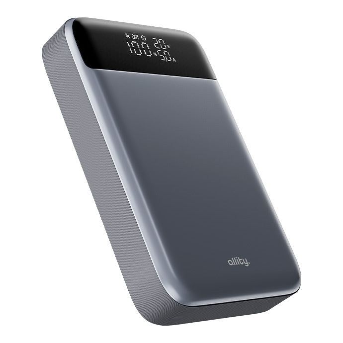 Baterie Externa Allity. APB-200 PocketPower, 19200mAh, 130W, QC + PD, 1 x USB-A - 2 x USB-C, Gri