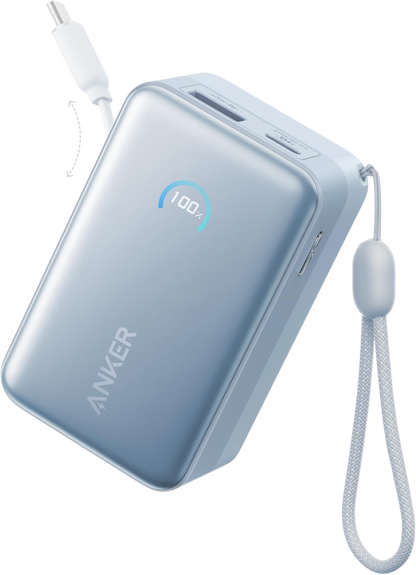 Baterie Externa Anker Nano, 10000mAh, 45W, QC + PD, 1 x USB-A - 2 x USB-C, Albastra